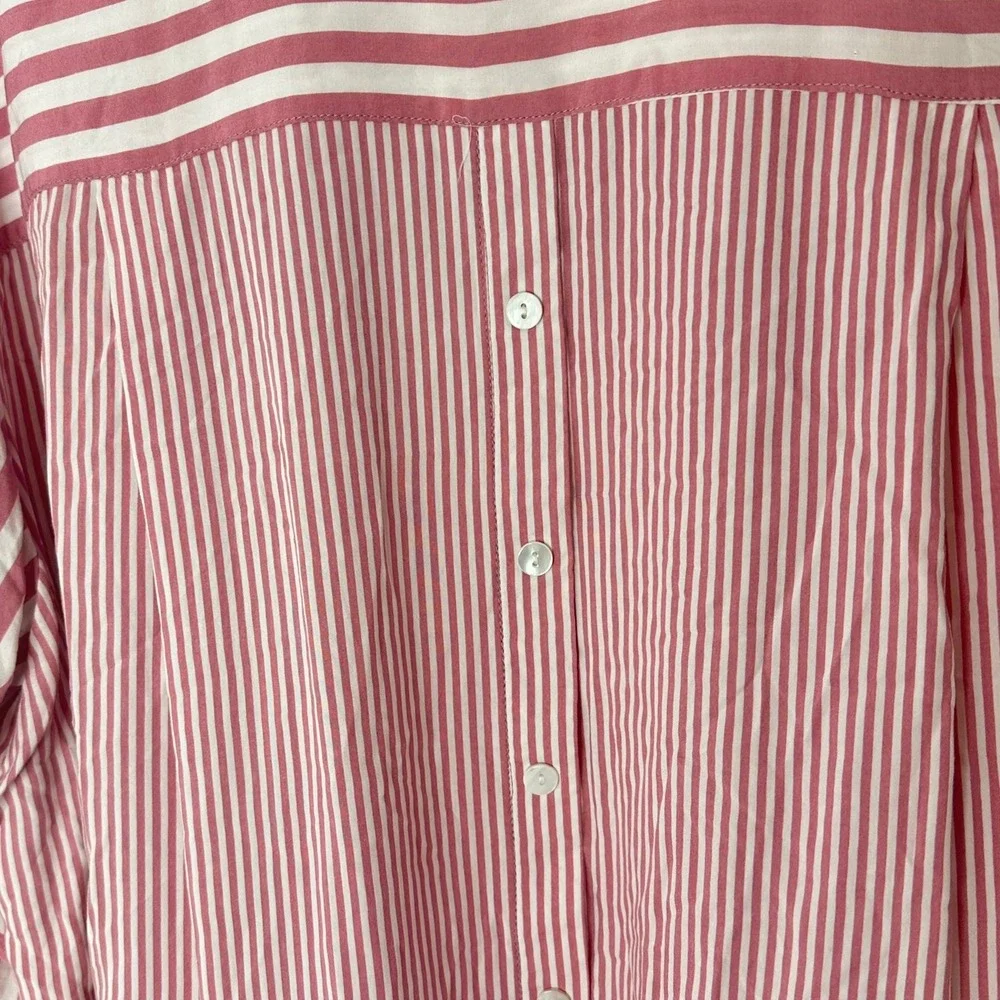 Jane + Delancey Blouse Womens 2X Pink White Striped Button - Picture 7 of 10